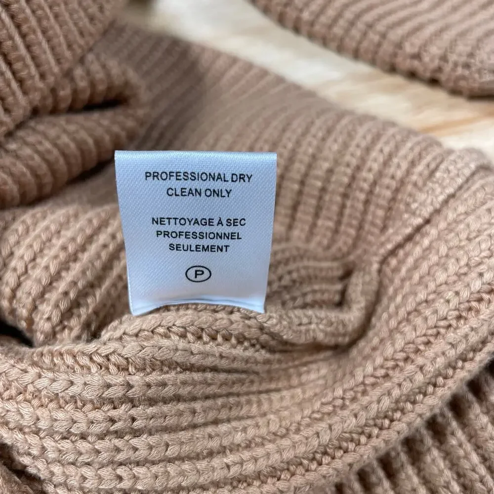 Staud Kirby Ribbed Knit Fitted Sweater Dress Size S Camel Brown Long Sleeve - Picture 8 of 13